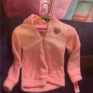 Betsey Johnson Pink and White Fleece Jacket